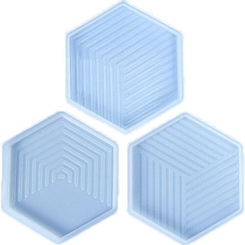 DIY Geometric Stripes Coaster Epoxy Resin Mold Cup Mat Casting Silicone Mould