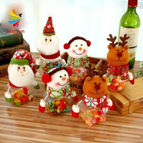 DIY Christmas Candy Jar Storage Bottle Santa Bag Sweet Christmas Box Gift for Child Kids Christmas Decorations home Decor 8X17CM