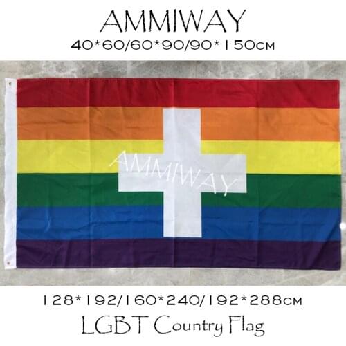 AMMIWAY Any Size Rainbow Switzerland LGBT Gay Pride Flags and Banners White Swiss Switzerland National Polyster Country Flags