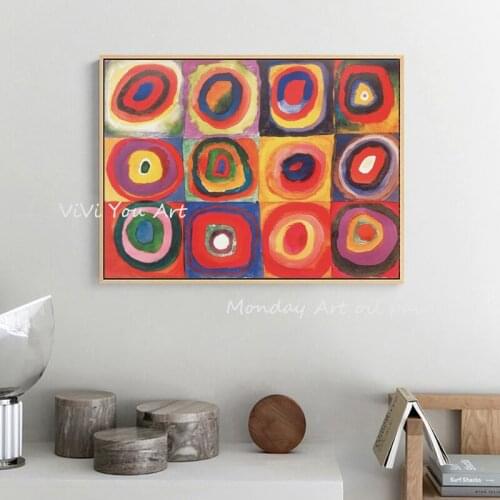 Aritist handpainted Wassily Kandinsky oil painting Abstract painting Red Circle Picture Canvas Painting Wall Art For living Room