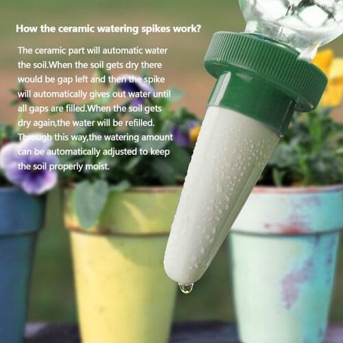 Ceramic Automatic Watering Device Flower and Drip Irrigation Watering Kits System for Indoor&Outdoor Use Vacation Plant Waterer