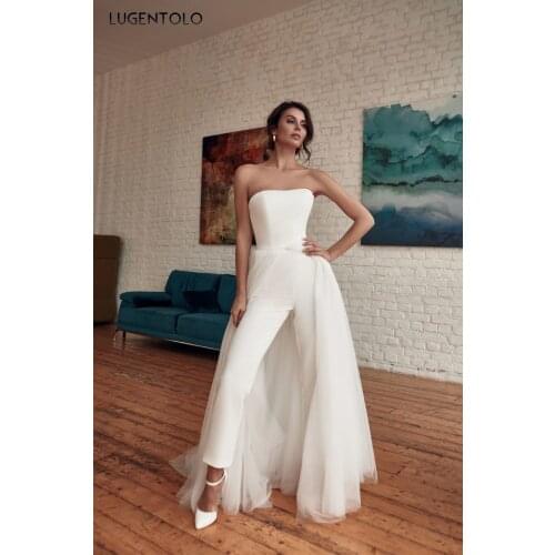 Sexy Jumpsuit Women Breast Wrap Backless Elegant White Slim Mesh Party Straight Ladies Thin Anke-length Jumpsuits Lugentolo