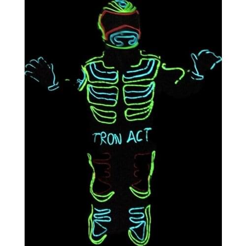 Led Growing Flashing Tron Robot Suit / EL Wire Costume Dance Clothing Wear For Stage Show DJ Accept Customized Design