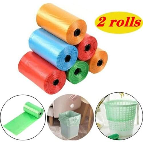 2 Rolls Portable Home Outdoor Disposable Plastic Garbage Bags Thickened Breakpoint One-off Rubbish Bags Trash Bags Poop Bags