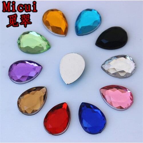 Micui 100PCS 10*14mm Crystal Drop Rhinestone Flatback Acrylic Fancy Shape Strass Stones For Clothing Crafts Decorations MC453