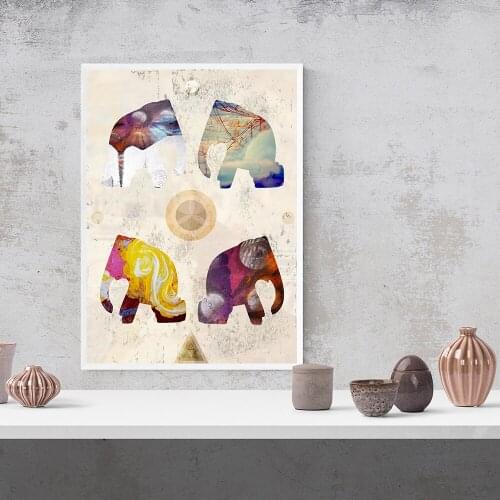 Modular Hd Prints Elephant Sun Pictures Paintings Home Decoration Canvas Animal Poster Wall Artwork For Living Room No Framework