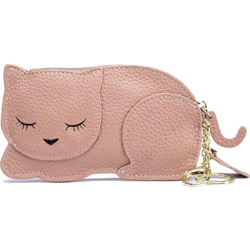 Genuine Leather Soft Coin Purse Cute Cat Thin Key Case Mini Coin Case Cute Mini Korea Ins Coin Purse Creative Wallet