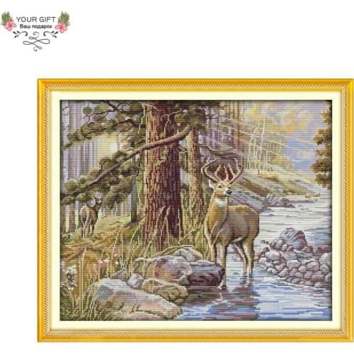 Joy Sunday D573 14CT 11CT Stamped and Counted Home Decoration Stag Cross Stitch