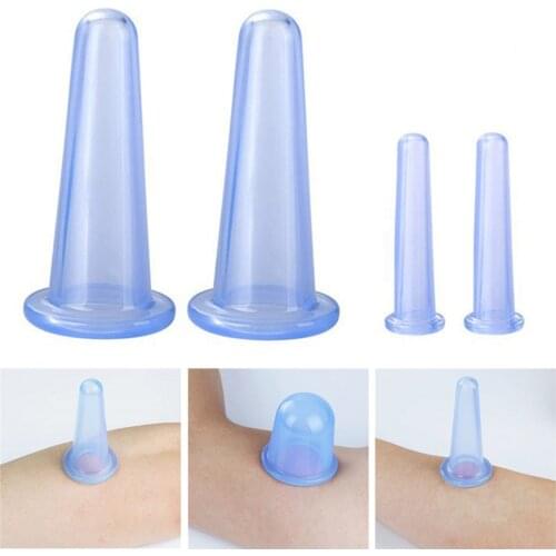 4pcs Silicone Vacuum Cupping Can Massage Cupping Apparatus Set Anti Cellulite Skin Lift Anti-wrinkle Body Massage Health Care