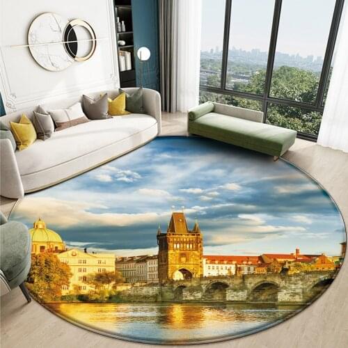 Anti-slip Bedroom Mat Area Rug Landscape 3D Printed Living Room Decor Carpet Bridges Carpets Of Flannel Charles Pattern