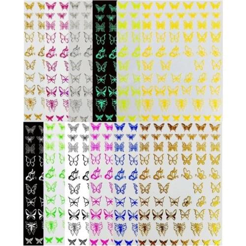 12Pcs 3D Colorful Butterfly Adhesive Transfer Decals Manicure Nail Art Stickers Sliders Manicure Stickers for Nails