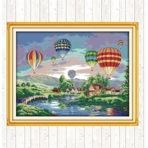 Colorful Balloons DMC Cotton Thread Printed Canvas Cross Stitch Embroidery Kits 14CT 11CT Counted Stamped DIY Needlework Crafts