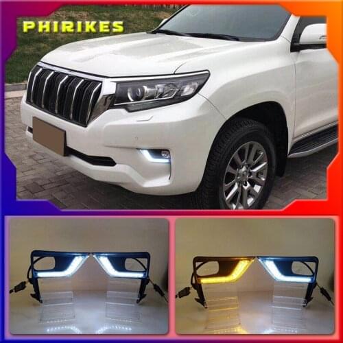 2PCS LED Daytime Running Light For Toyota Land Cruiser Prado 2018 Car Accessories Waterproof 12V DRL Fog Lamp Decoration