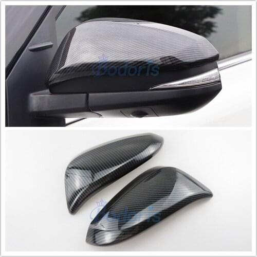 Carbon Fiber Color Door Mirror Cover Overlay Rear View Trim Panel 2014 2015 2016 2017 2018 For Toyota RAV4 XA40 Accessories