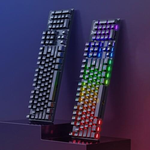 USB Wired RGB Backlight Gaming Keyboard 104-Key Gaming Mechanical Keyboards Computer Accessories for Home Office Gamer