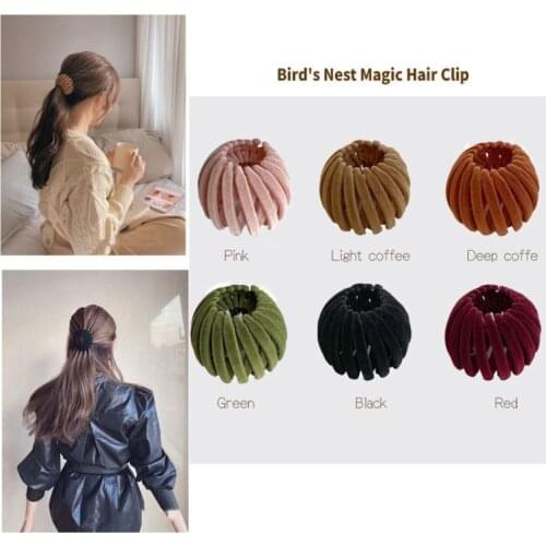 Magic Hairpin Bird Nest Ball Hair Claws for Women Retro Plush Hairpin Girls Headwear Ponytail Lazy Hairgrips Hair Accessories