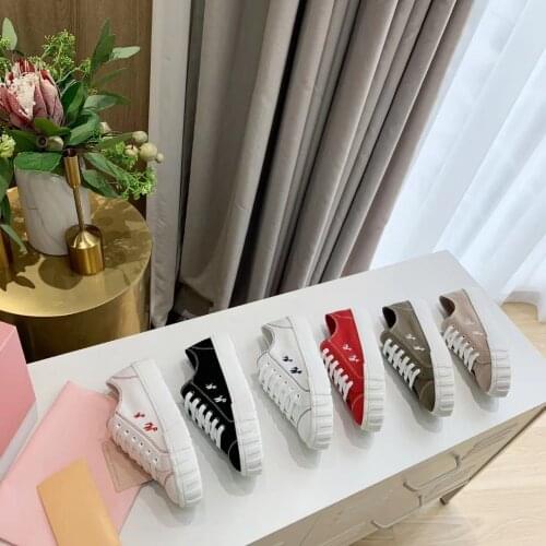 Womens Vulcanized Shoes Fashion Brand Nylon Cloth Shoes 2020 Spring Autumn New Round Head Thick Bottom Sports Lace White Shoes