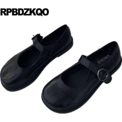 Black women ladies cheap shoes china japanese round toe 2019 mary jane chinese brown spring autumn flats designer rubber sole