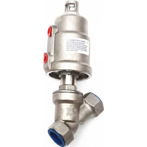 DN20 Stainless Steel Pneumatic Threaded Angle Seat Valve Y Type High Temperature Steam Internal Thread Pneumatic Valve