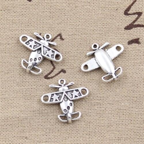 20pcs Charms Airplane Plane 18x19mm Antique Silver Color Plated Pendants Making DIY Handmade Tibetan Silver Color Jewelry