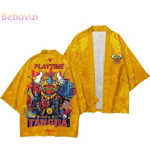 24 Color Plus Size XXS-6XL 5XL 4XL Cartoon Cow Cool Japanese Fashion Kimono Streetwear Cardigan Robe Women Men Haori Top Yukata