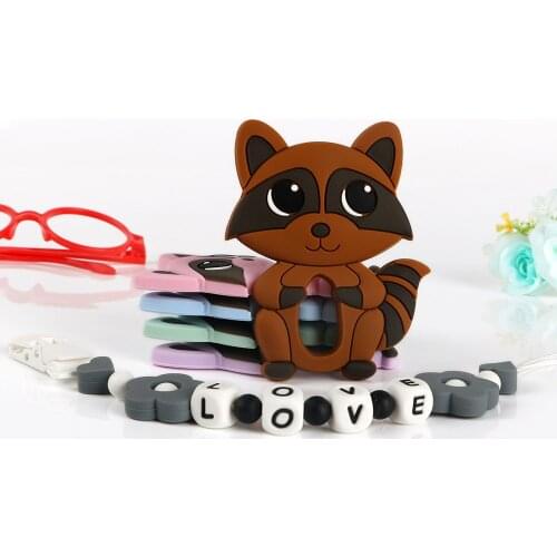 Kovict 5/10pcs Raccoon Silicone Baby Teether rodent Baby Teething Toys Chewable Animal Shape Baby Products Nursing Gift