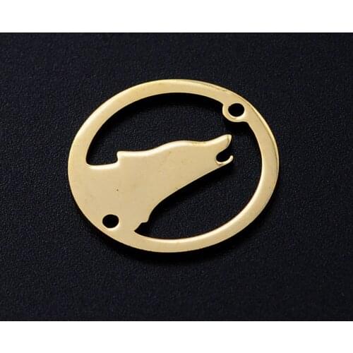 5pcs/lot Roaring Wolf Stainless Steel DIY Connector Charms For Necklace Bracelets Making