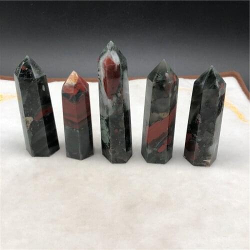 5pcs Natural Healing Crystal Quartz African Blood Stone Point for Fengshui