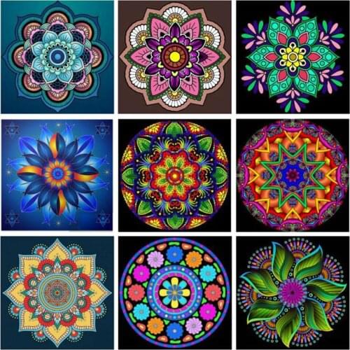 5D Diamond Painting Cross Stitch abstract Diy Full Square Round Drill Diamond Embroidery "Religious Mandala" Home Decor Gift