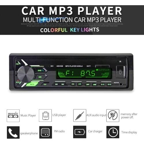 12V 1 DIN In-Dash Bluetooth 7 Color Light Car Stereo FM Radio MP3 Audio Player Frame Hands-free Calls Aux Input SD USB MP3 MMC