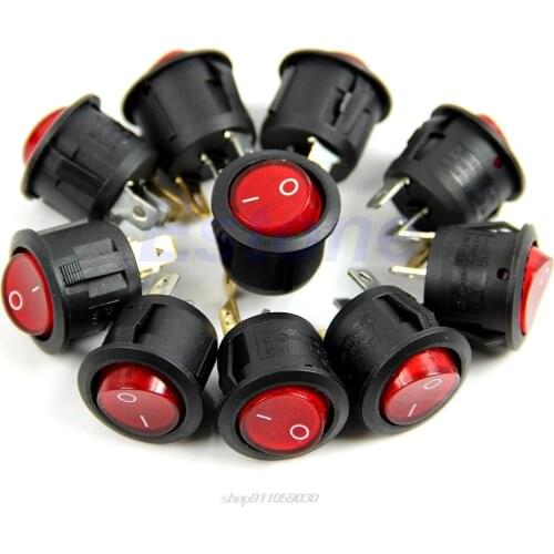 Car Auto Round Button Dot Boat Rocker Switch AC 6A/250V Red Light ON-OFF SPST M11 21 Dropship