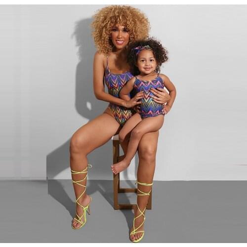 Family Matching One-Piece Swimwear Clothes Set Sleeveles Bikini Swimsuits For Mommy And Me Beach Woman Toddler Girl Swimming 10