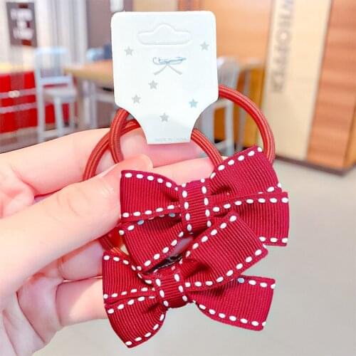 Korean Red Butterfly Hair Rope Simple Headband Girl Double Ponytail Hair Circle Rubber Band Hair Accessories Ornaments