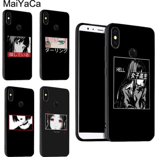 Black Aesthetics Anime Girl For POCO X3 F2 Case For Redmi Note 9 Pro 8 7 8T 9S 9A 9C For Mi Note 10 Lite 9T A3 Coque