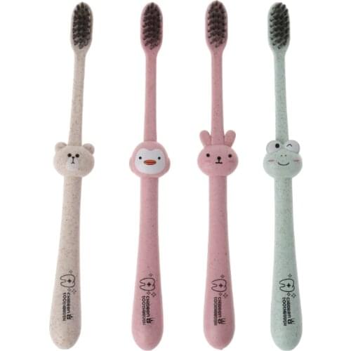 Baby Toothbrush Natural Wheat Straw Cartoon Toddler Kid Newborn Dental Oral Care