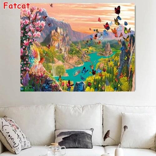 DIY 5D diamond drawing square diamond natural scenery butterfly cartoon figure embroidery cross stitch set garden decor PP958