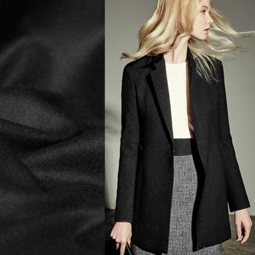 Elegant black high quality woolen solid color high-end wool fabric woolen clothing fabric autumn and winter new offer