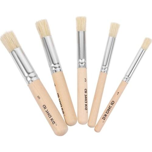 5pcs Template Brushes Natural Bristle Brushes Stencil Brushes Art Painting Brushes