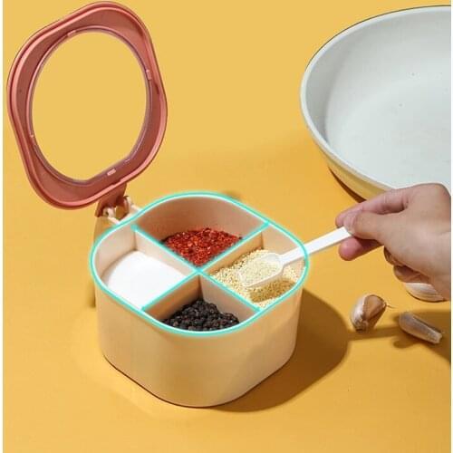 Kitchen Spice Box With Lid Salt Pepper Spices Organizer Storage Waterproof And Moisture-Proof Transparent Seasoning Jar Set