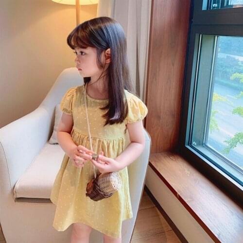 2021 Summer Girls A-Line Dress Short Sleeve Mini Dress Backless Casual Outdoor Dress O-Neck Childrens Clothing Vestidos