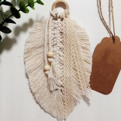 Macrame Wall Hanging Home Decoration Accessories Feathered Charm Car Wall Hanging Boho Decor Hand-woven Tapestry Wall Hanging