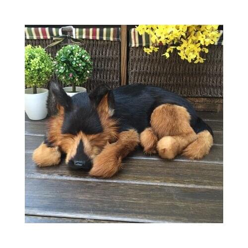Simulation cute sleeping black wolfhound 36x25x14cm model polyethylene&furs dog model home decoration props ,model gift d707