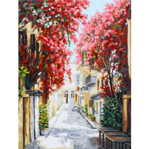 Painting By Numbers DIY Dropshipping 40x50cm Plum Blossom spring City Landscape Canvas Wedding Decoration Art picture Gift