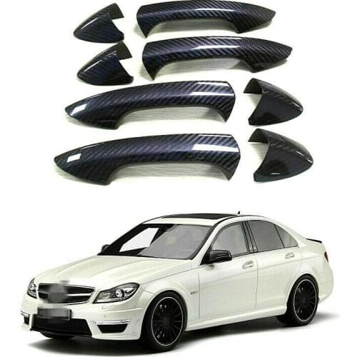 Carbon Fiber Door Handle Cover Trim Fit For Mercedes-Benz W204 E-Class CLA GLA SLK C-Class