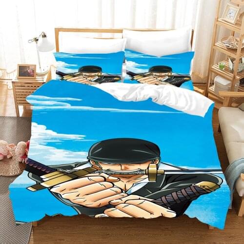 One Piece Anime Bedding Set Luffy Print Home Comforter Cover Retro Map Compass Duvet Cover Set Boys Girl Single Double Bed Cover