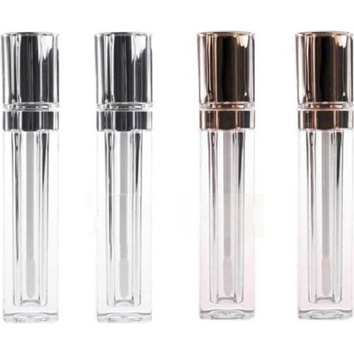 Empty 8 ML Lip Gloss Containers Gold Silver Clear Square Cosmetic Lipgloss Packaging Lip Gloss Tubes with Wand 10pcs 30pcs 50pcs