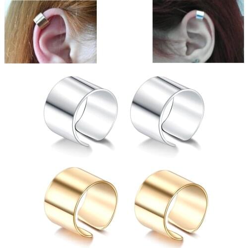 2Pcs/lot Punk Steel Gold Color Ear Cuffs Clip Earrings for Women No Piercing Fake Cartilage Earring Body Jewelry Wholesale Gift