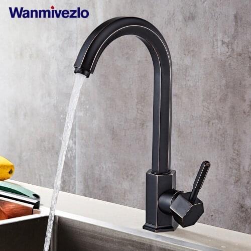 Kitchen Faucet Kitchen Sink Faucet Single Lever Black Swivel 360 Degree Water Mixer Tap 2 Hose Hot and Cold Water Mixer