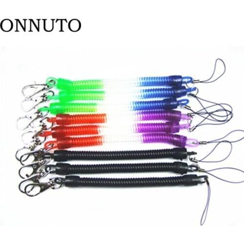 Tactical Retractable Plastic Spring Elastic Rope Security Gear Tool For Outdoor Hiking Camping Anti-lost Phone Keychain