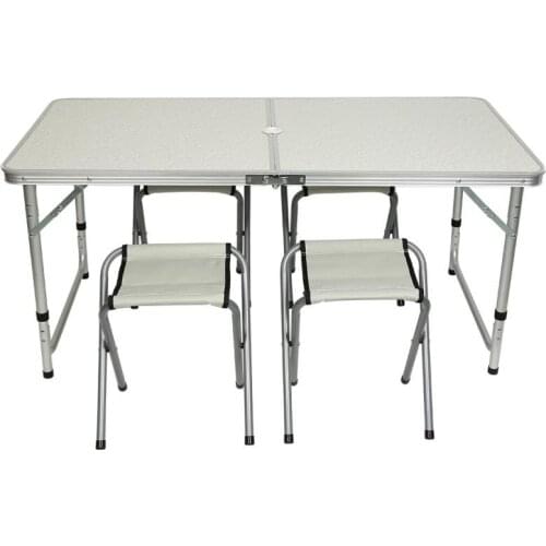 High Stability Outdoor Furniture Rust Proof Aluminum 1 X Folding Table And 4 X Chair Easy To Transport Outdoor Tables Chairs HWC
